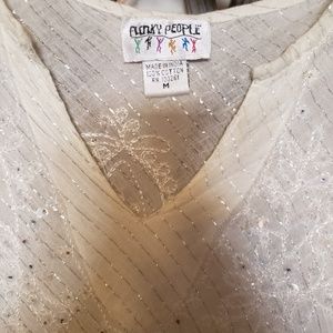 Free People Tops - Long offwhite cotton top with sequins and beads Free People Tops - Long offwhite cotton top with sequins and beads